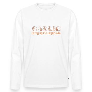 KNOBLAUCH IST MEIN GEISTERGEMÜSE - Männer Premium Bio Langarmshirt - Weiß - Vorne - Nico (187cm)
