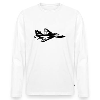 Avion de chasse - T-shirt manches longues Premium bio Homme - blanc - Devant - Nico (187cm)