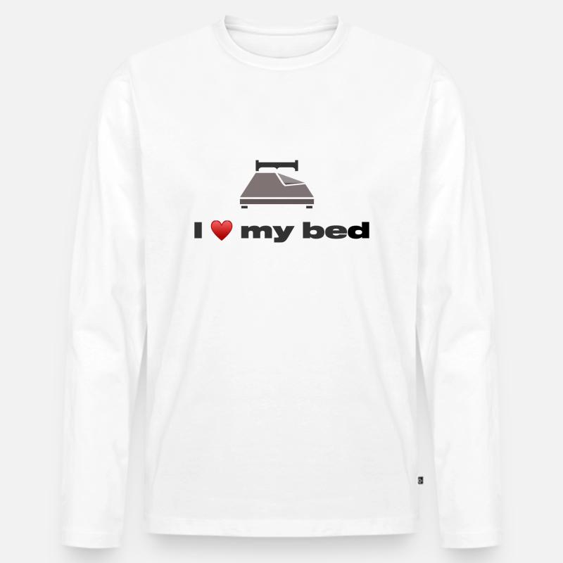 I love my bed - Männer Premium Bio Langarmshirt - Weiß