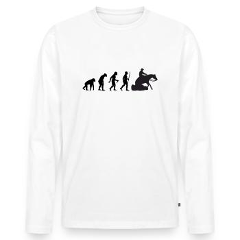 Evolution Sliding Stop Reining - Männer Premium Bio Langarmshirt - Weiß - Vorne - Nico (187cm)