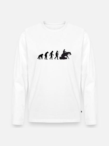 Evolution Sliding Stop Reining - Männer Premium Bio Langarmshirt - Weiß