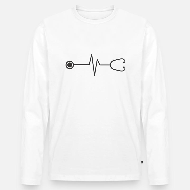 Herzschlag Doktor Arzt - Männer Premium Bio Langarmshirt - Weiß
