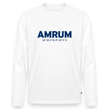 Amrum Koordinaten Ebbe Flut Nordsee - Männer Premium Bio Langarmshirt - Weiß - Vorne - Nico (187cm)