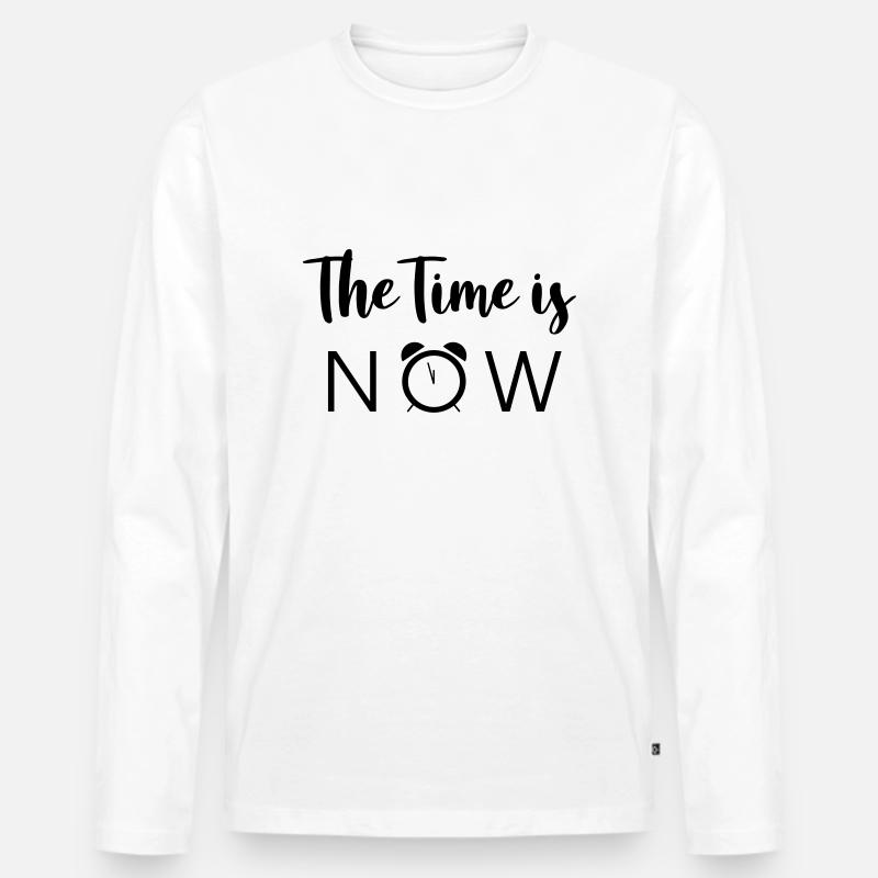 The Time is NOW - Männer Premium Bio Langarmshirt - Weiß