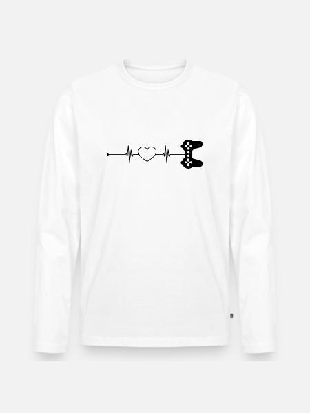 Herzschlag Spiele - Männer Premium Bio Langarmshirt - Weiß