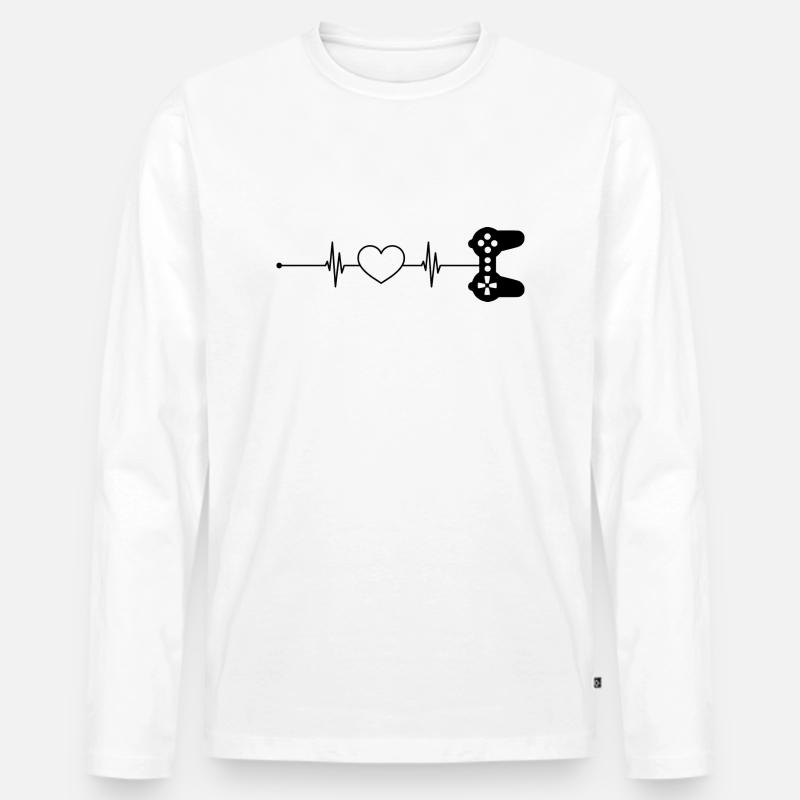 Herzschlag Spiele - Männer Premium Bio Langarmshirt - Weiß