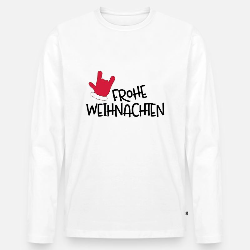 Frohe Weihnachten - Männer Premium Bio Langarmshirt - Weiß