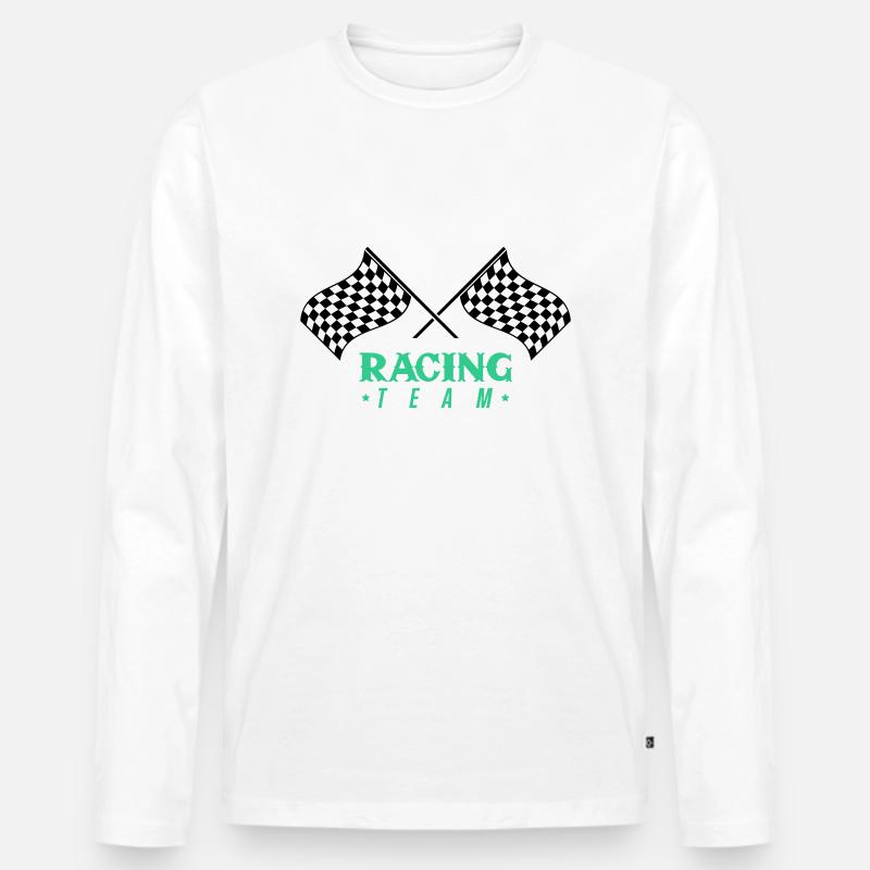 racing flag team - Männer Premium Bio Langarmshirt - Weiß