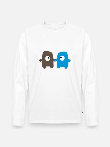 Monsters in love - Männer Premium Bio Langarmshirt - Weiß