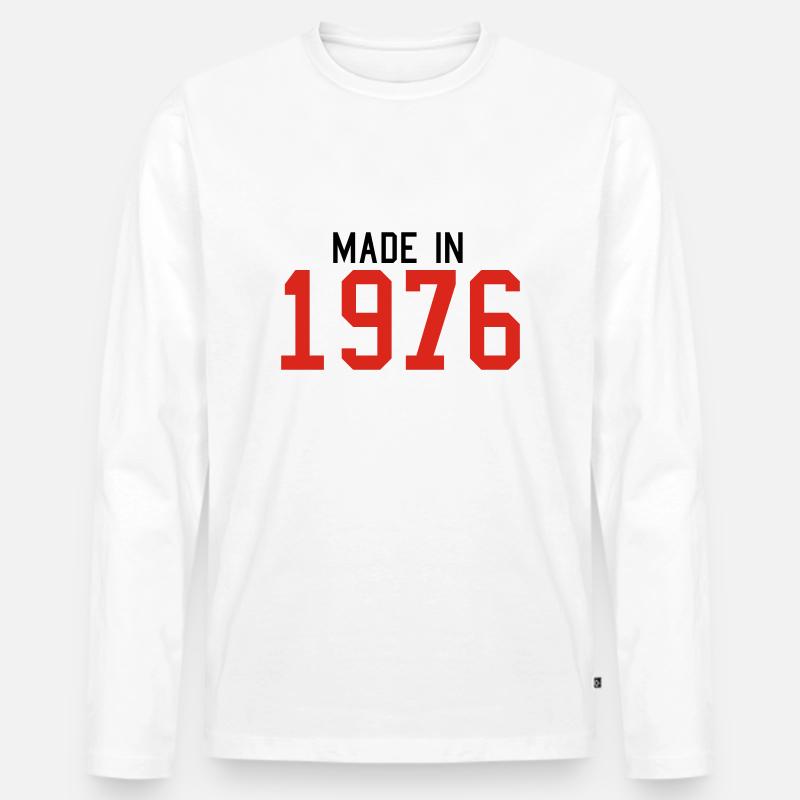 1976 - Männer Premium Bio Langarmshirt - Weiß