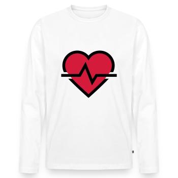 Herzschlag Puls - Männer Premium Bio Langarmshirt - Weiß - Vorne - Nico (187cm)