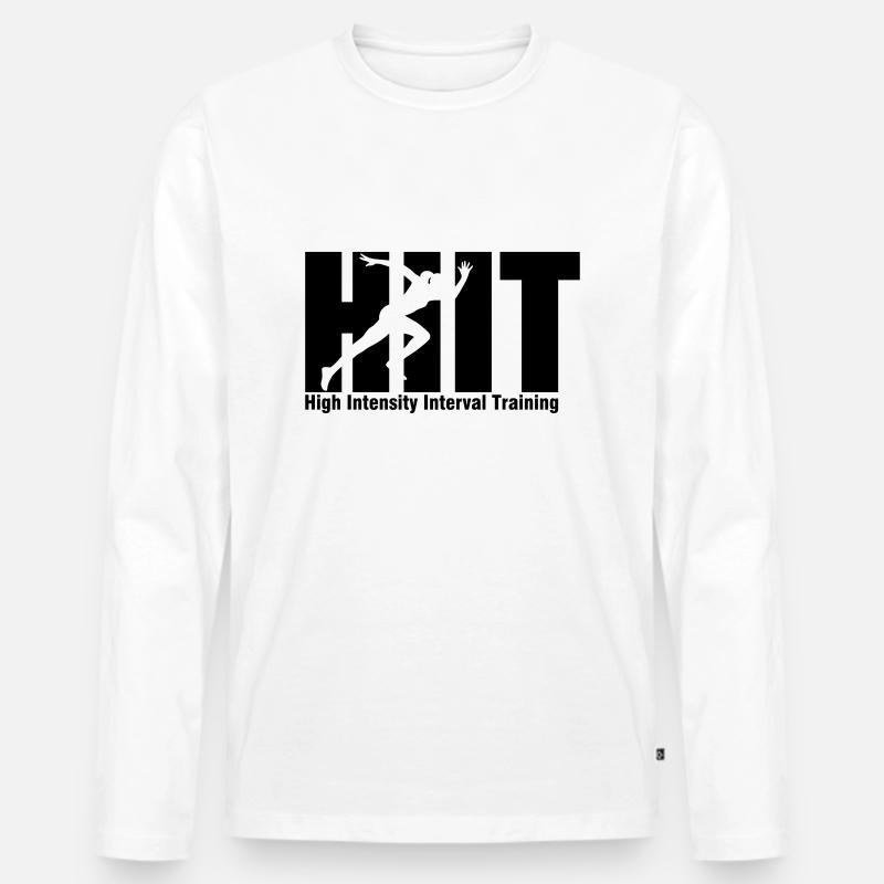 HIIT Intervall Training - Männer Premium Bio Langarmshirt - Weiß