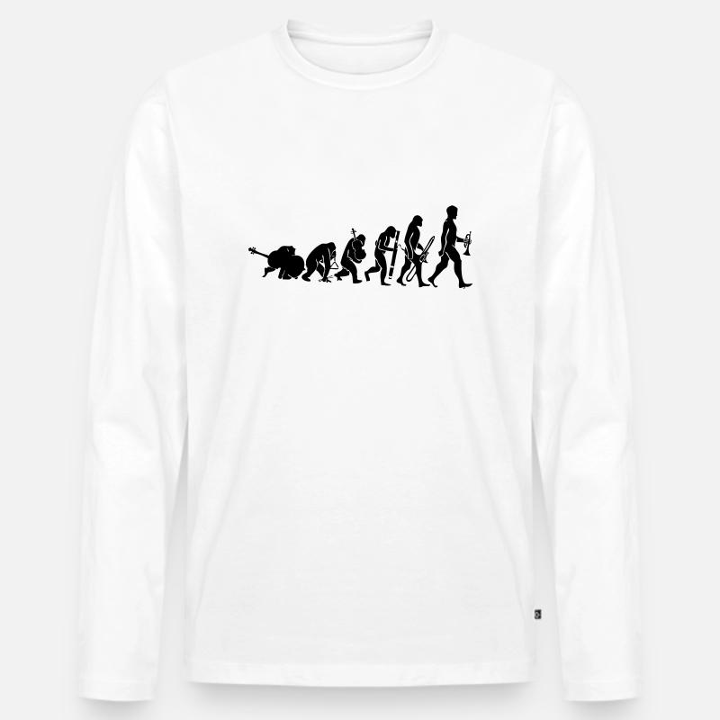 Evolution mit Musik - Männer Premium Bio Langarmshirt - Weiß