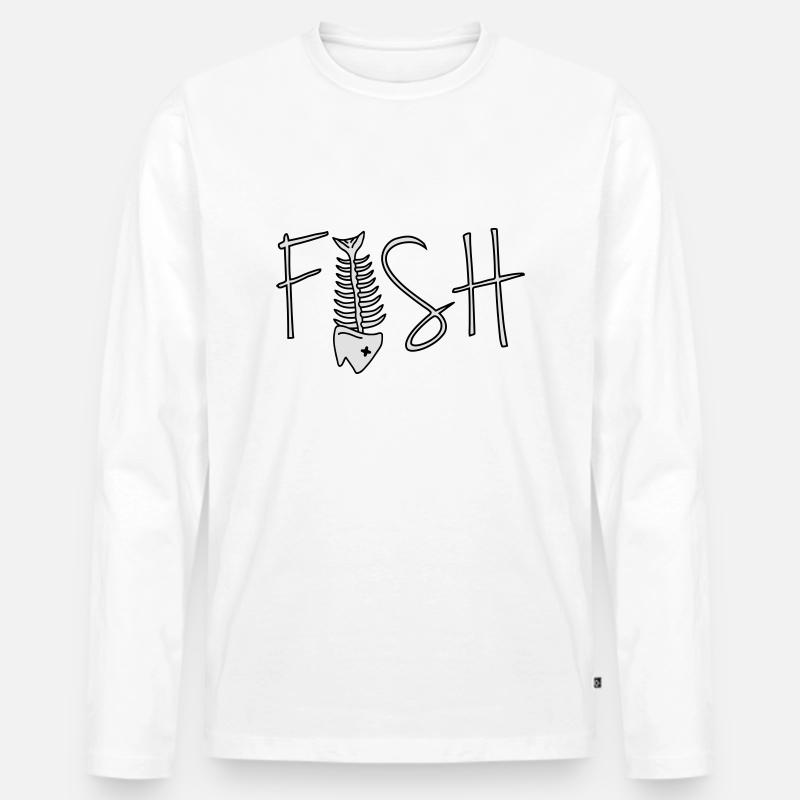 Fish - Männer Premium Bio Langarmshirt - Weiß