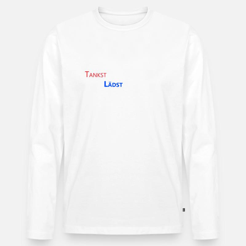 Tankst du noch oder lädst du schon? | Elektro Auto - Männer Premium Bio Langarmshirt - Weiß