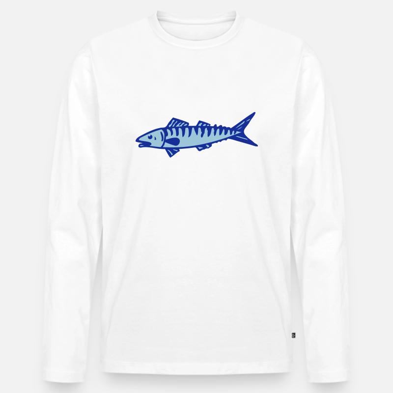 Makrele - Männer Premium Bio Langarmshirt - Weiß