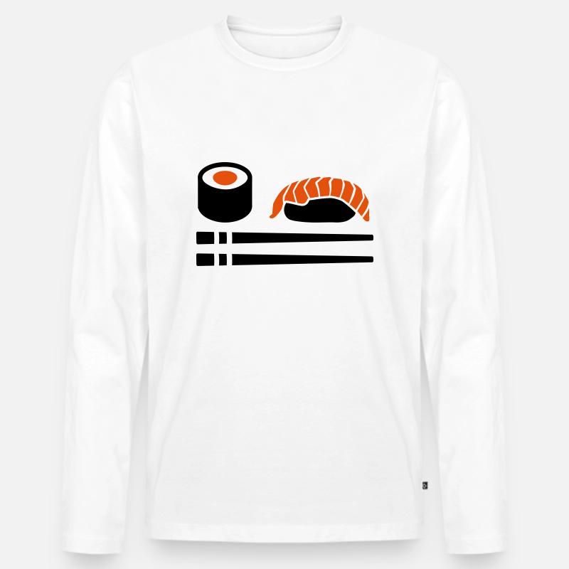 Sushi - Männer Premium Bio Langarmshirt - Weiß