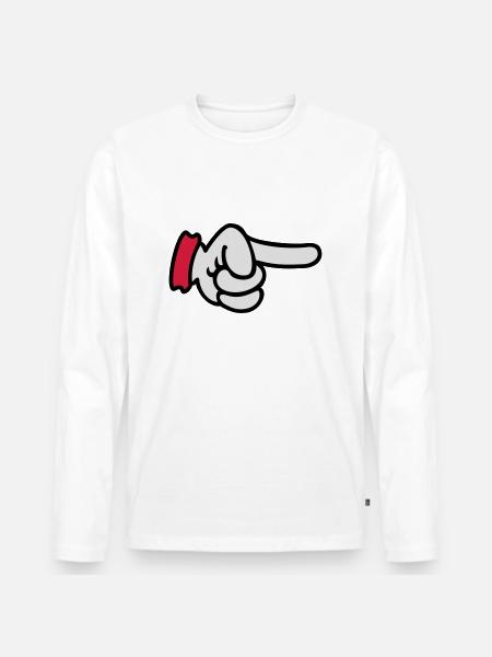 pointing finger / Zeigefinger (3c) - Men's Premium Organic Long Sleeve Shirt - white