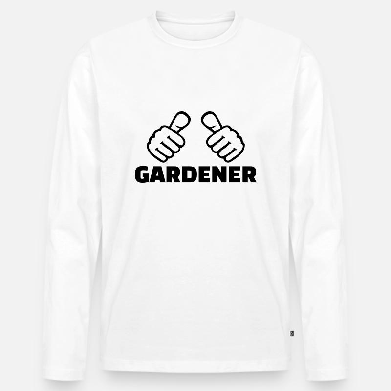 Gärtner - Männer Premium Bio Langarmshirt - Weiß