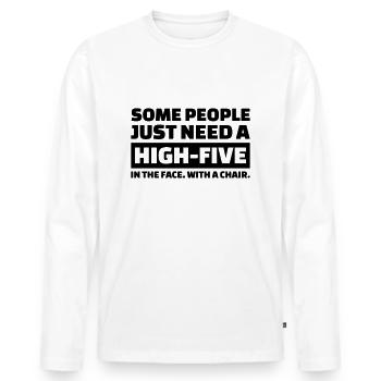 High-Five - Männer Premium Bio Langarmshirt - Weiß - Vorne - Nico (187cm)