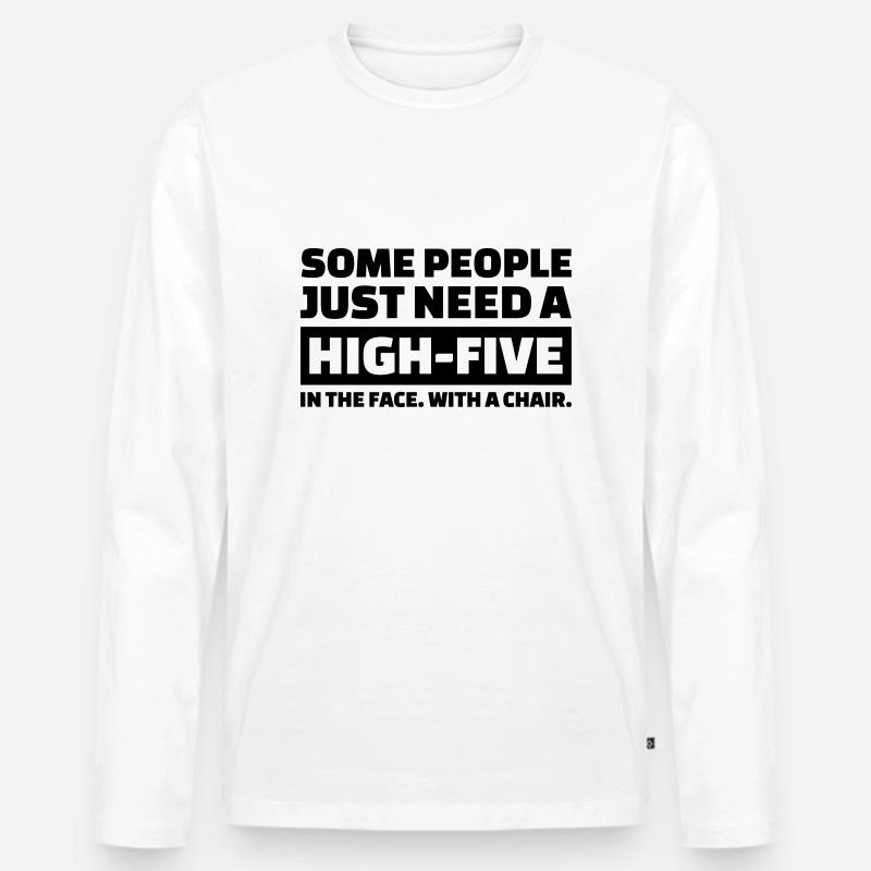 High-Five - Männer Premium Bio Langarmshirt - Weiß