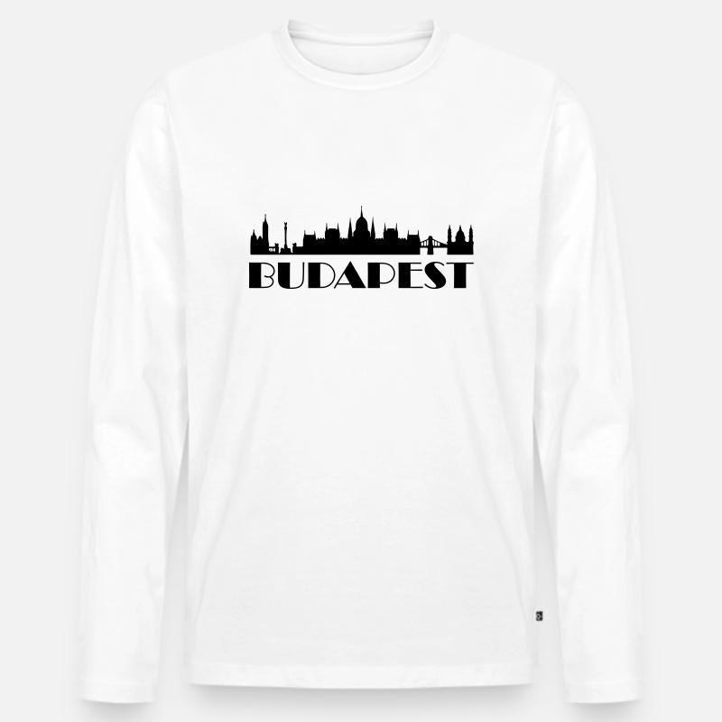 Budapest - Männer Premium Bio Langarmshirt - Weiß