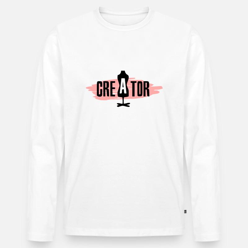 Skaber, designer, modedesigner, modedesigner - Premium økologisk langærmet T-shirt til mænd - hvid