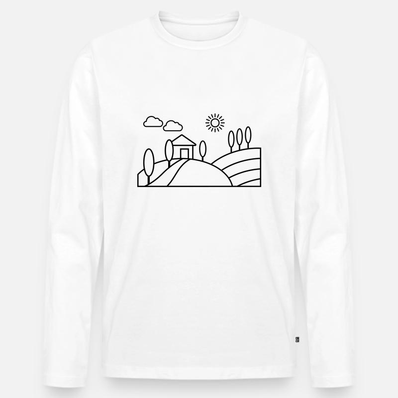 Toskana Landschaft - Männer Premium Bio Langarmshirt - Weiß