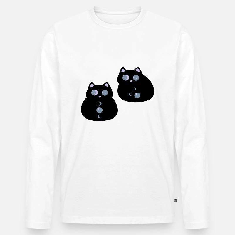 Katzen mit Mondaugen - Männer Premium Bio Langarmshirt - Weiß