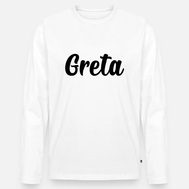 Greta - Männer Premium Bio Langarmshirt - Weiß