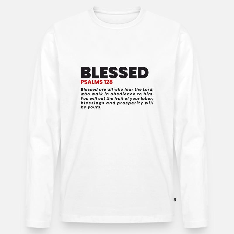 GESEGNETE PSALMEN 128 - Männer Premium Bio Langarmshirt - Weiß