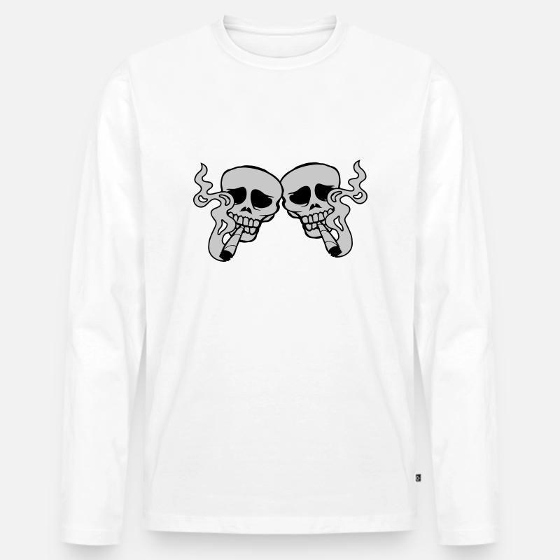 2 Freunde Joint rauchen - Männer Premium Bio Langarmshirt - Weiß