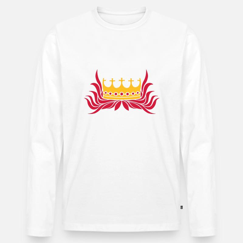 Rote Haare Königin Krone - Männer Premium Bio Langarmshirt - Weiß