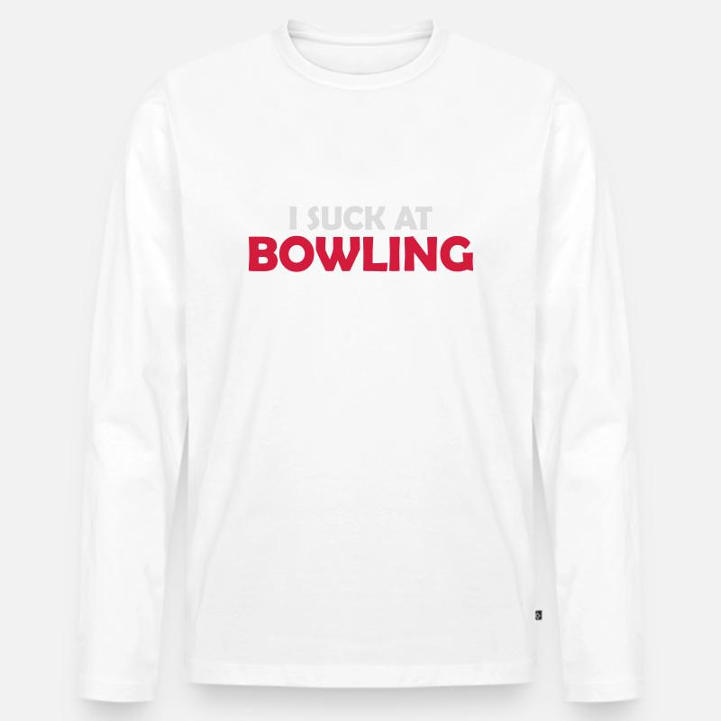 I suck at bowling - Männer Premium Bio Langarmshirt - Weiß