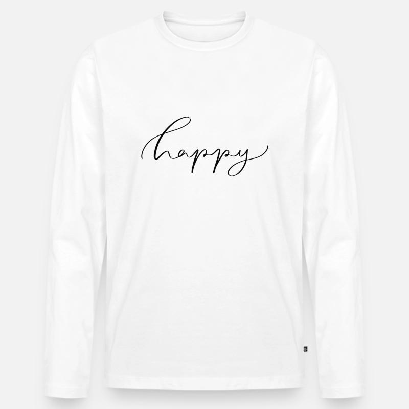 Happy - Männer Premium Bio Langarmshirt - Weiß