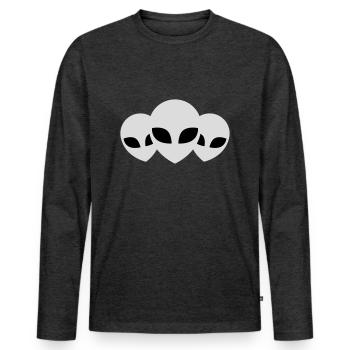 Team 3 Aliens Friends - Men's Premium Organic Long Sleeve Shirt - heather anthracite - Front - Nico (187cm)