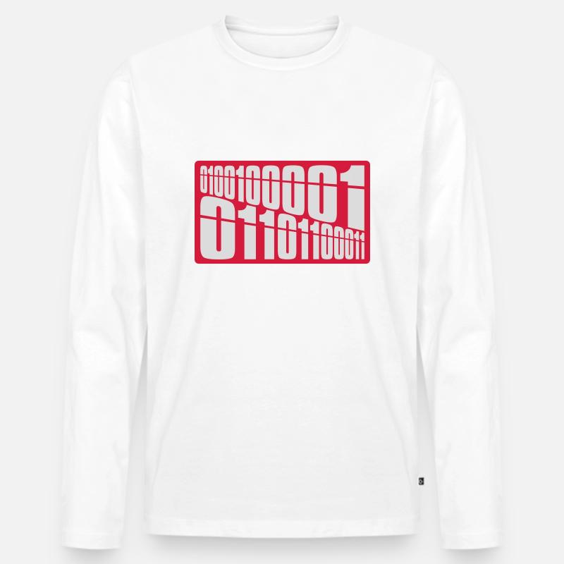 Binär Code Programm Sprache - Männer Premium Bio Langarmshirt - Weiß