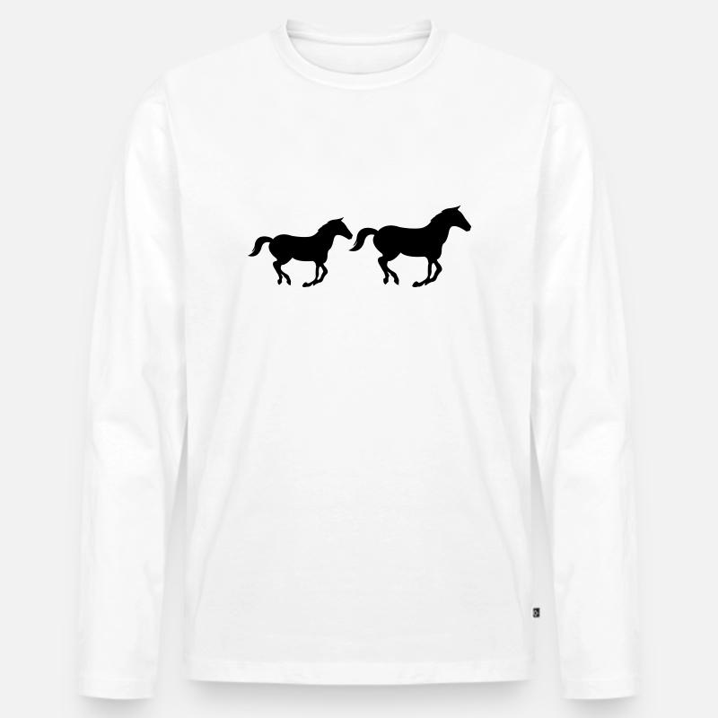 Pferde - Männer Premium Bio Langarmshirt - Weiß
