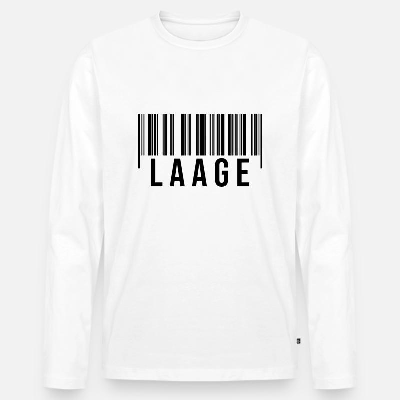 Laage Strichcode - Männer Premium Bio Langarmshirt - Weiß