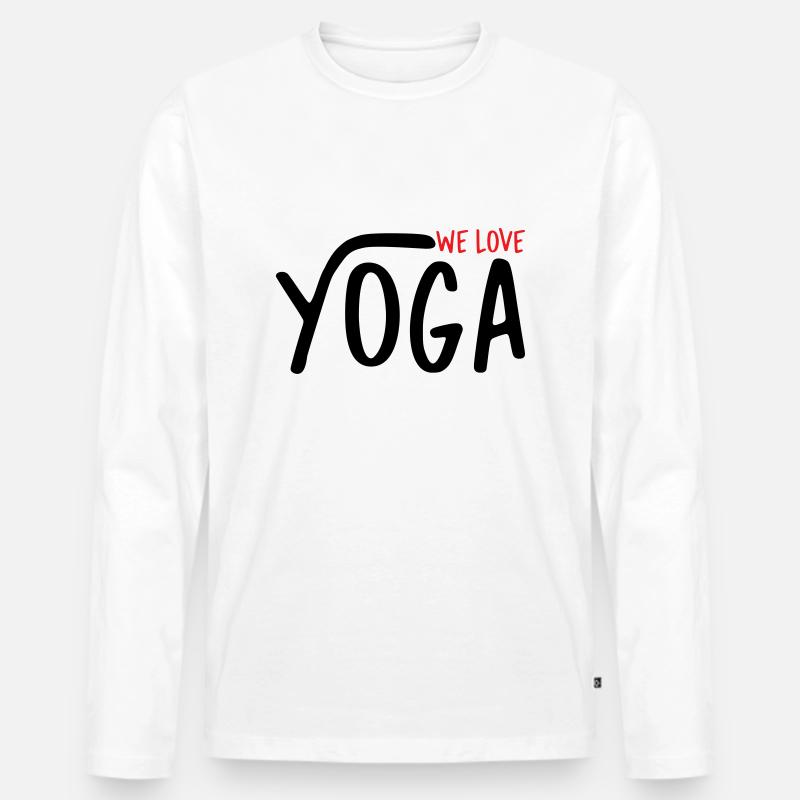 Wir lieben Yoga - Männer Premium Bio Langarmshirt - Weiß