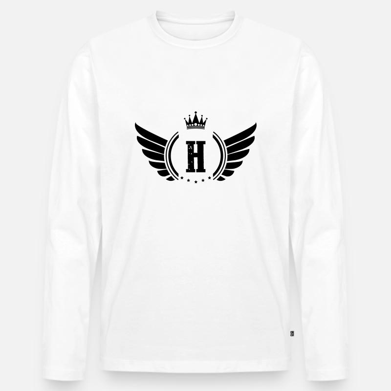 wappen h - Männer Premium Bio Langarmshirt - Weiß