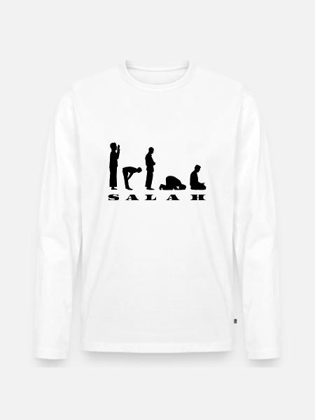 Salah Prayer Silhouette Design - Men's Premium Organic Long Sleeve Shirt - white