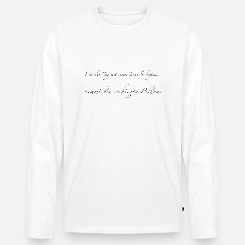 lächeln - Männer Premium Bio Langarmshirt - Weiß