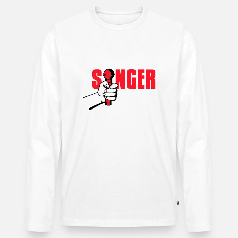 singer - Männer Premium Bio Langarmshirt - Weiß