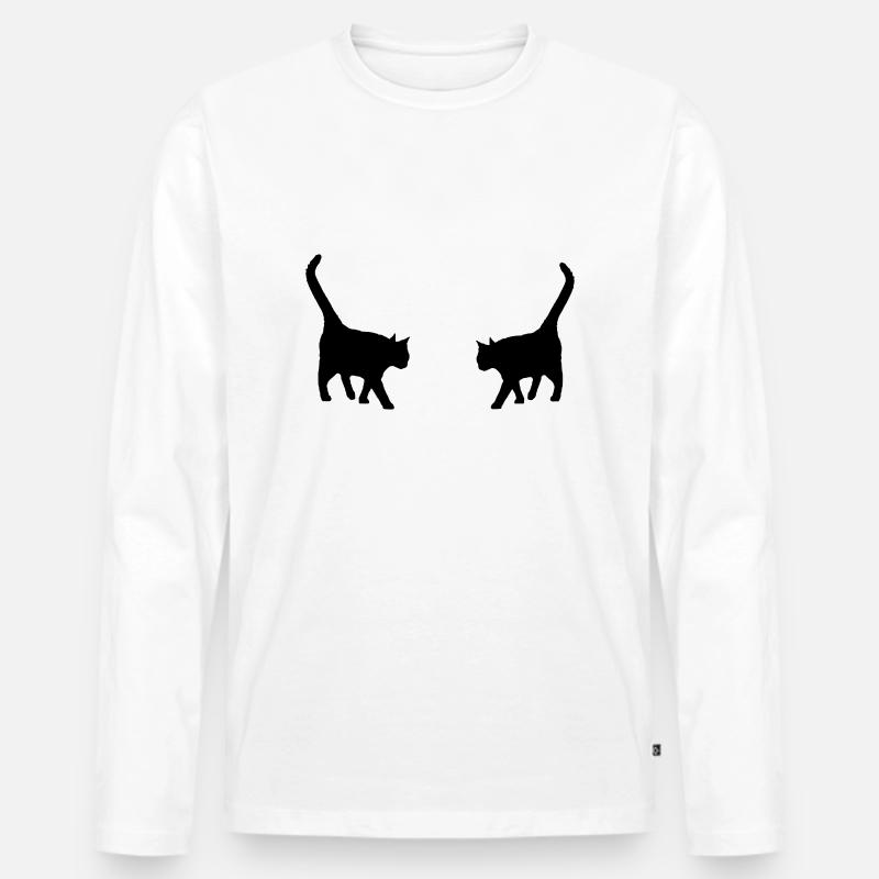 two black cats - Männer Premium Bio Langarmshirt - Weiß