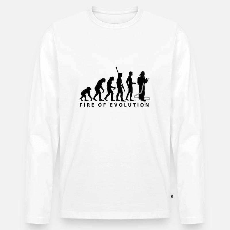 evolution_feuerwehr_2c - Männer Premium Bio Langarmshirt - Weiß