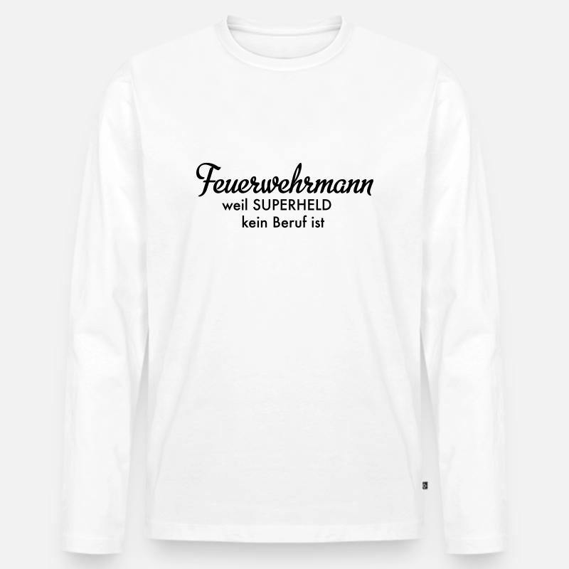 Feuerwehrmann - Männer Premium Bio Langarmshirt - Weiß