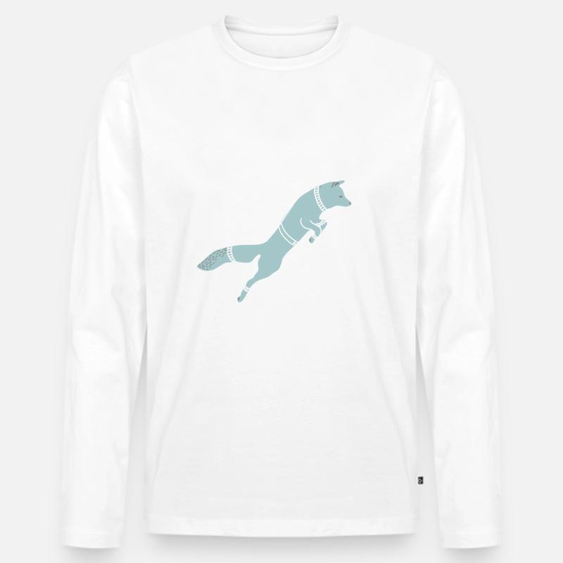SPACE FOX - Männer Premium Bio Langarmshirt - Weiß