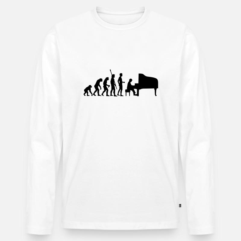 evolution_pianist - Männer Premium Bio Langarmshirt - Weiß