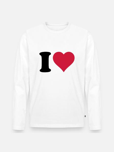 i_love - Männer Premium Bio Langarmshirt - Weiß